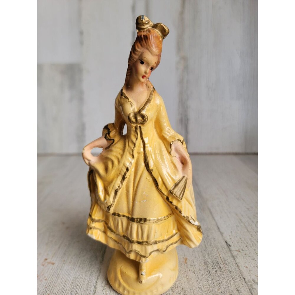 Vintage Victorian yellow dress dancing girl‎ home decor unique figure